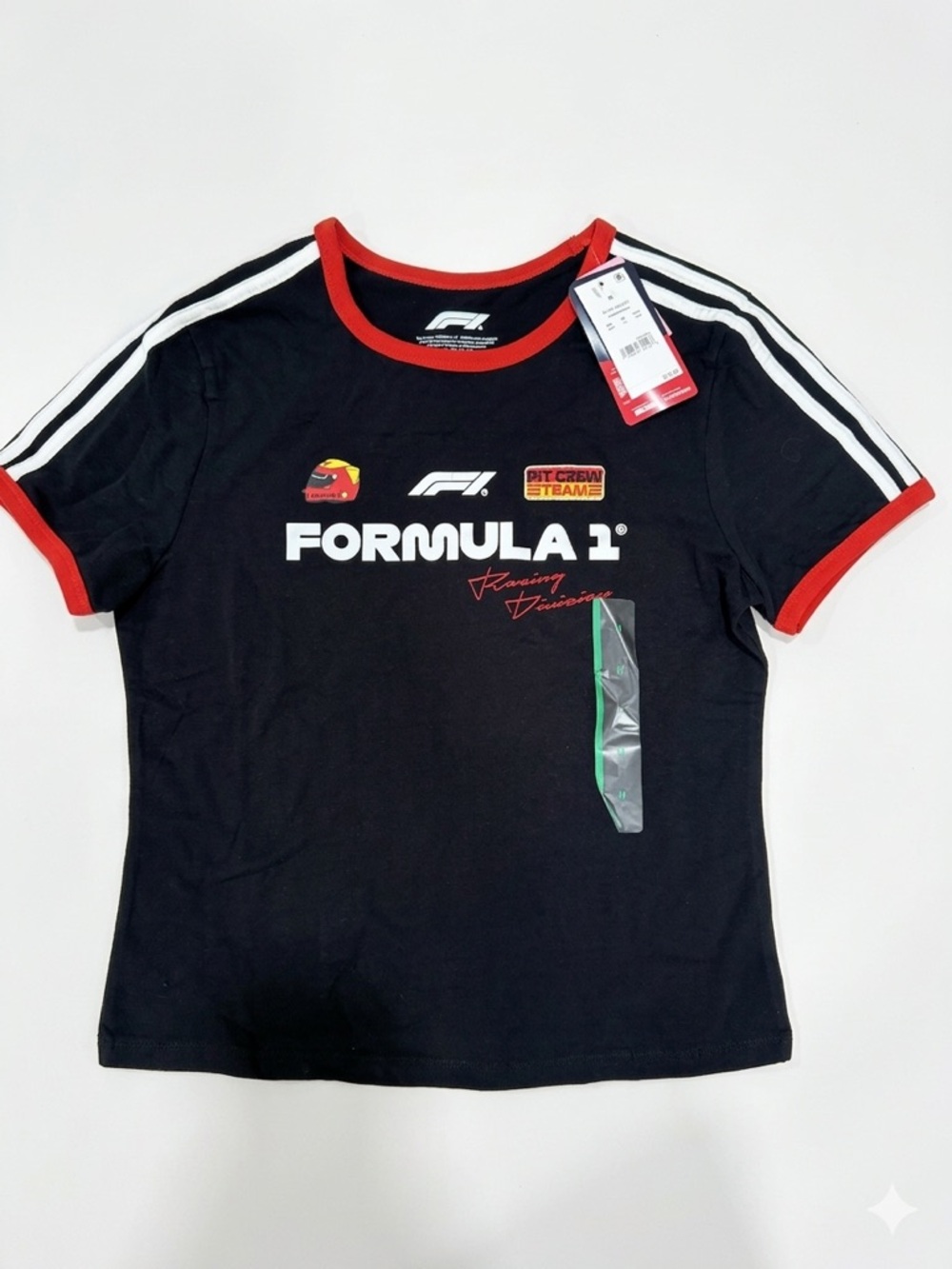Formula 1 Girls Youth Short Sleeve Tee in Black with Red Trim Size Medium